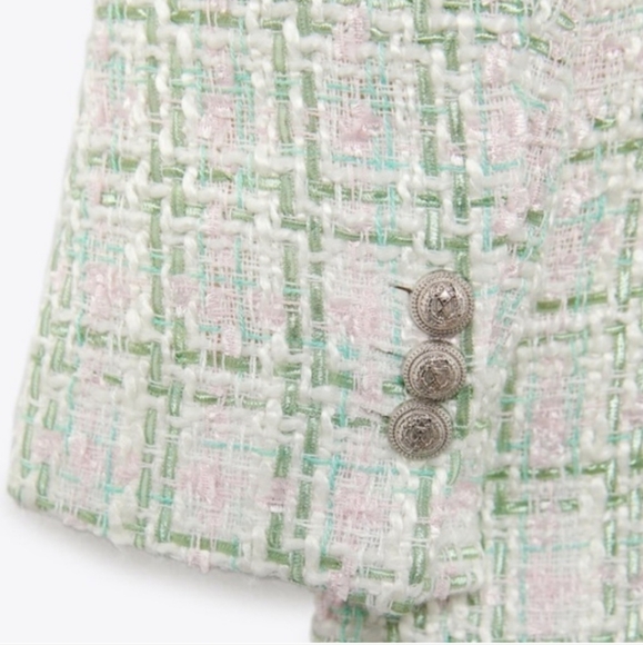 ZARA Set Double Breasted Textured Weave Tweed Jacket and Skort - Picture 12 of 15